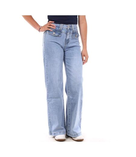 Jean droit bleu femme monday premium ble