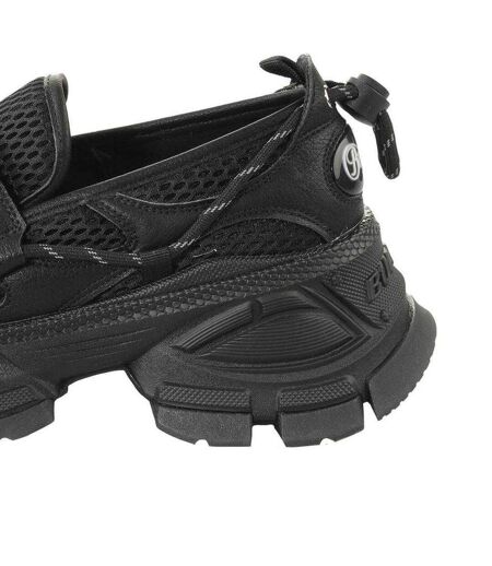 Womens/ladies Chunky Flat Loafers Black Buffalo
