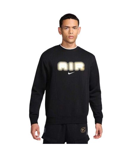 Mens Air Crew Neck Relaxed Fit Long-sleeved Sweatshirt Black Gold Nike