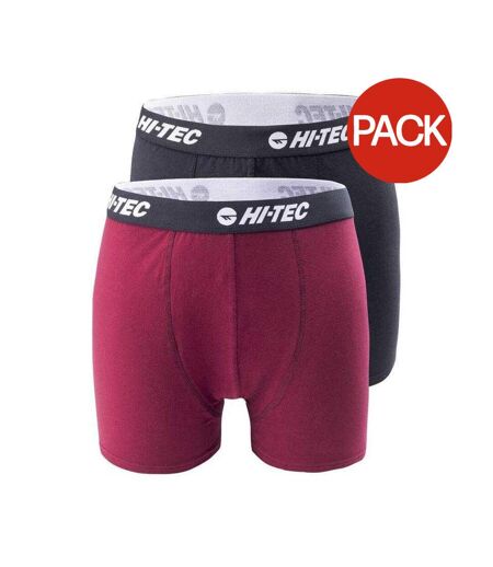 Pack Of 2  Mens Mireio Boxer Shorts  Black Red Hi-Tec