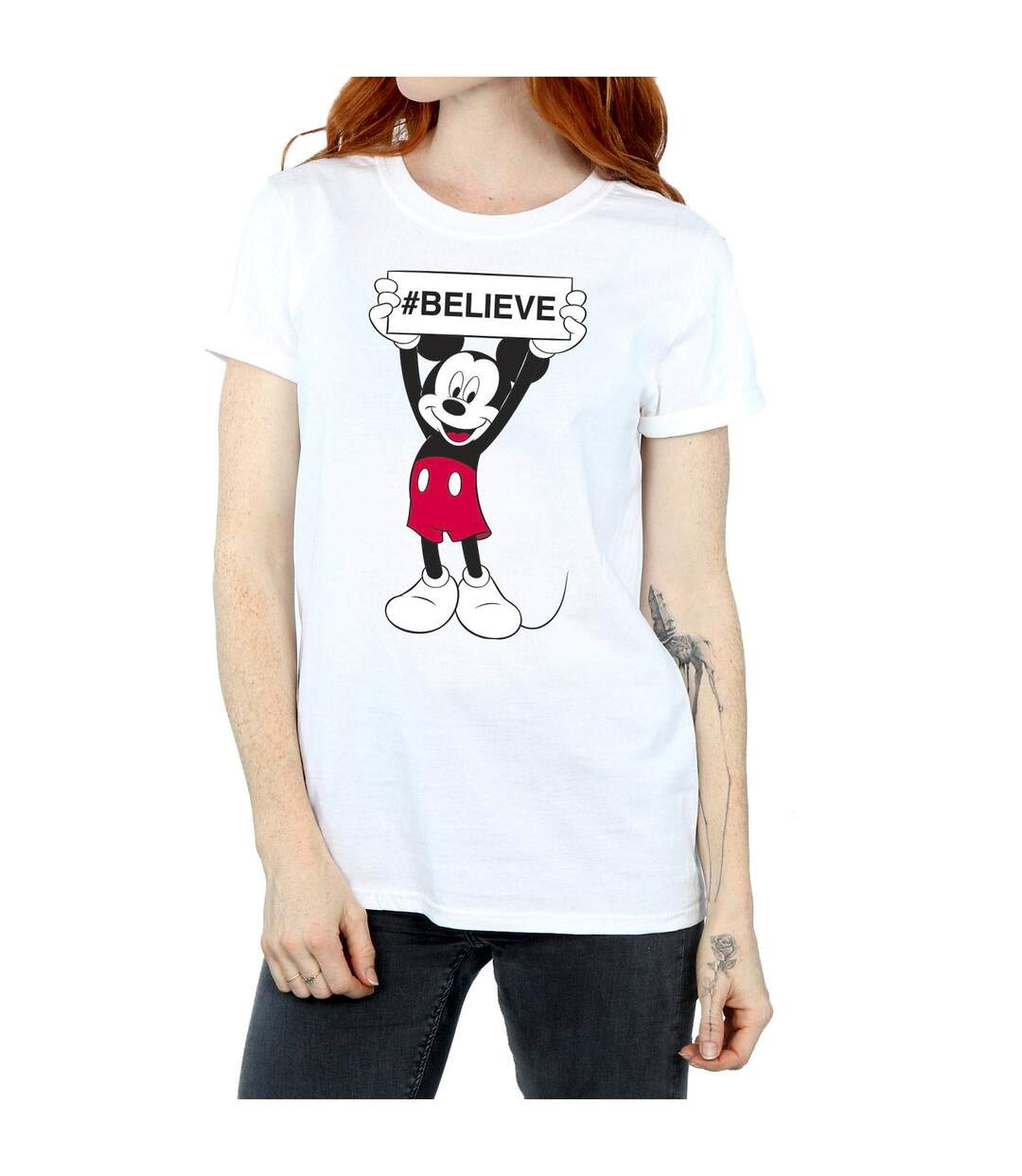 Disney T-shirt boyfriend en coton Mickey MouseBelieve pour femmes/femmes (Blanc) - UTBI36116-3
