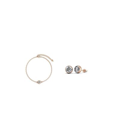 Parure et Coffret Birth Stone Moon - Or Rosé et Cristal