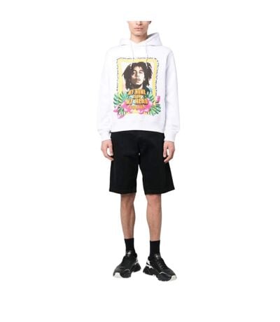 Sweat À Capuche Motif Bob Marley Homme Blanc DSquared2