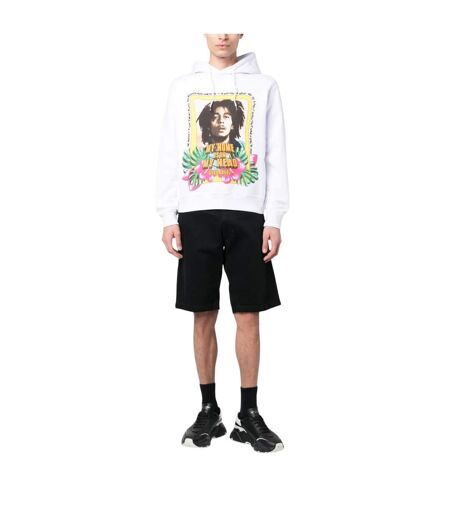 Sweat À Capuche Motif Bob Marley Homme Blanc DSquared2