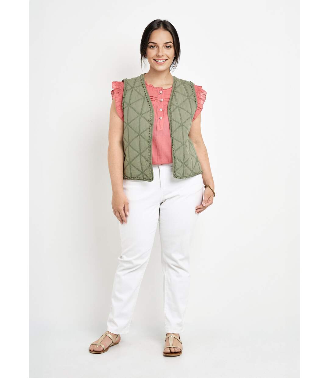 Veste matelassée brodée sans manches-3