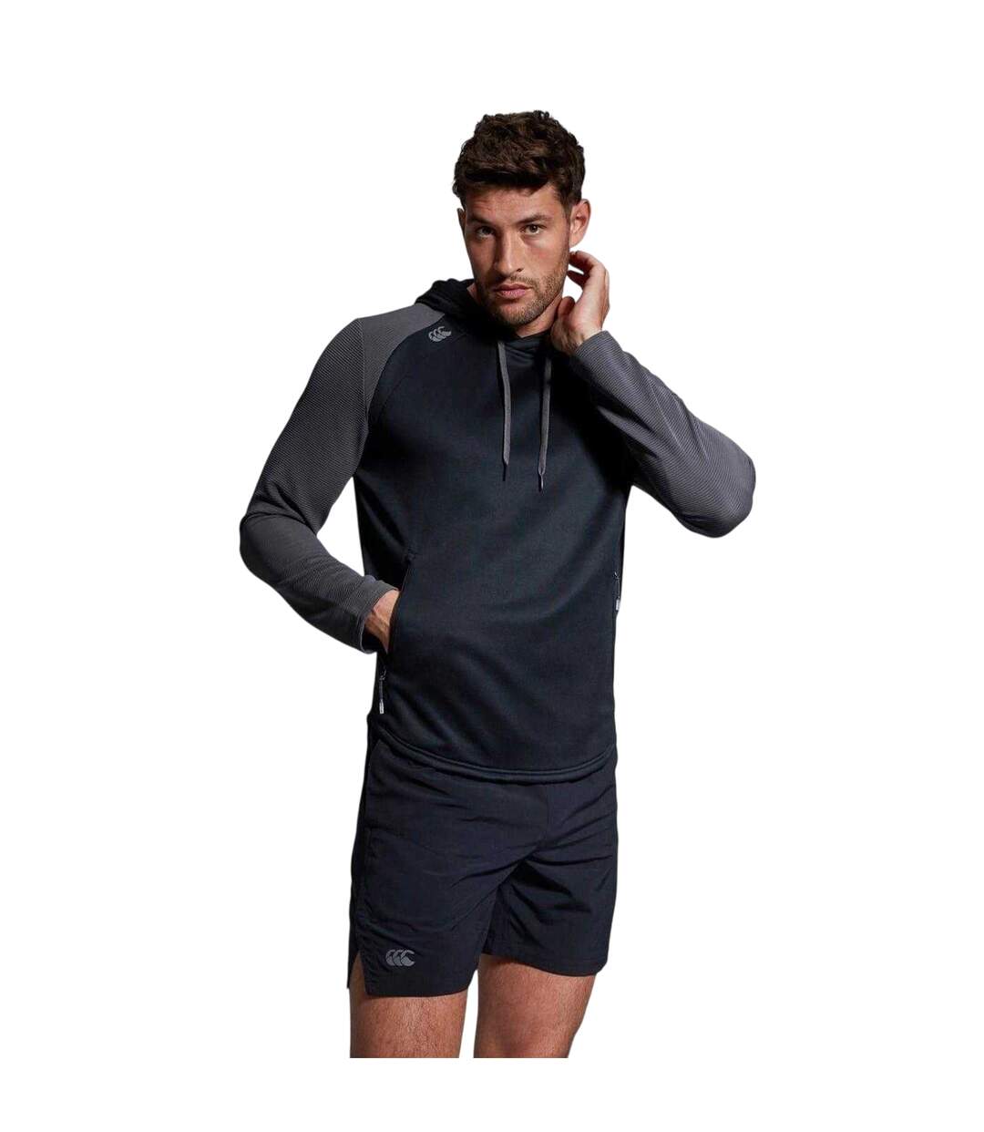 Mens Elite Performance Hoodie Black Melange Canterbury-4