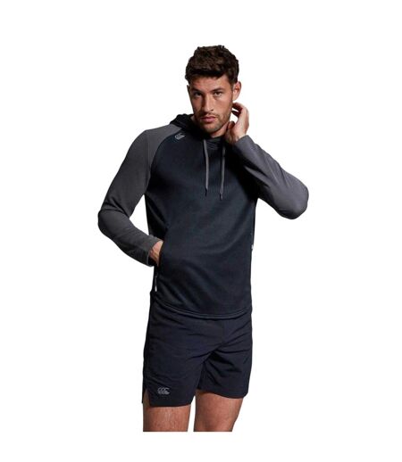 Mens Elite Performance Hoodie Black Melange Canterbury