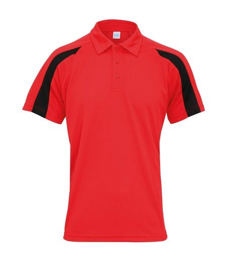 Mens Contrast Polo Shirt Fire Red Jet Black AWDis Cool