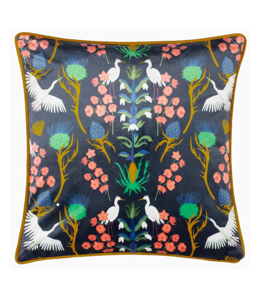 Herons illustration cushion cover 43cm x 43cm navy Furn-1