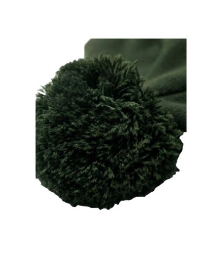 Bonnet Motif/style Pompon Vert Olive Blanc Beechfield