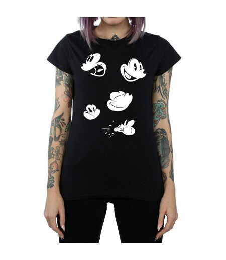 Disney T-shirt en coton Femme/Femme Mickey Mouse Faces (Noir) - UTBI31154