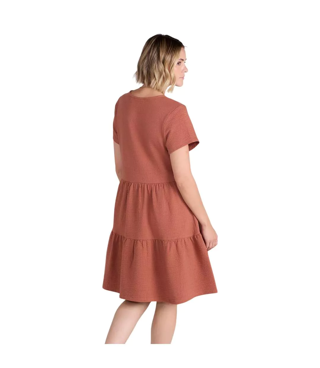 Womens/ladies Iris Textured Dress Rust Animal-4