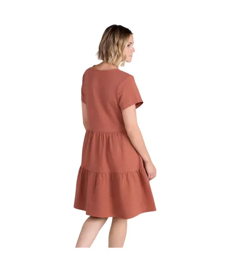 Womens/ladies Iris Textured Dress Rust Animal