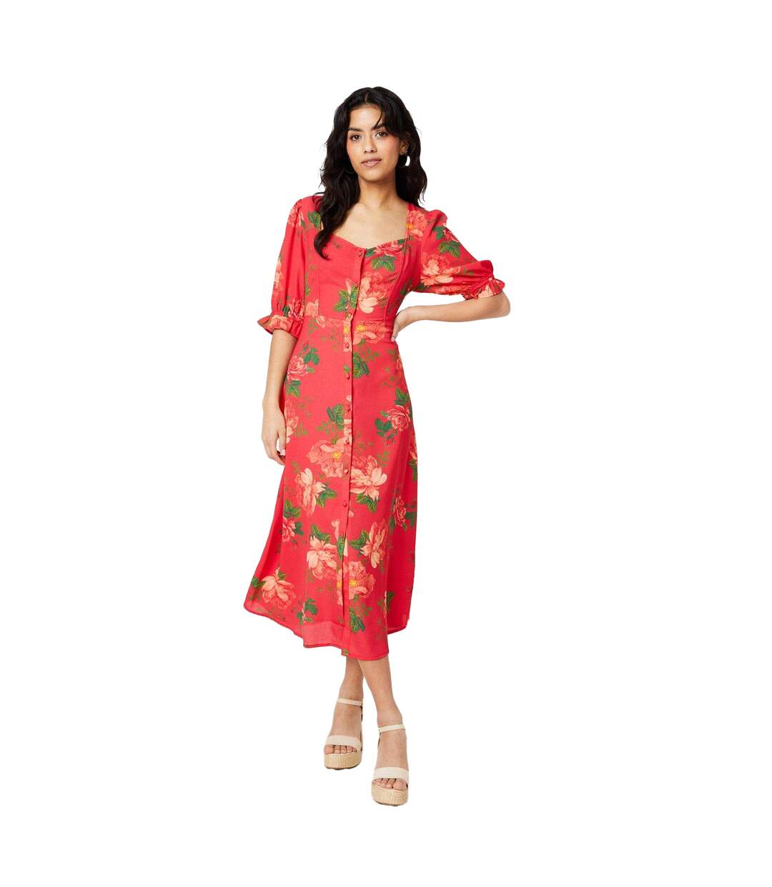 Robe mi-longue femme rouge Dorothy Perkins-1