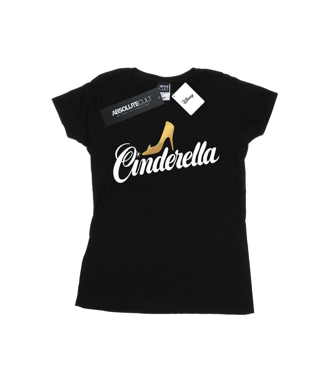 Disney T-shirt en coton avec logo de la chaussure de Cendrillon pour femmes/femmes (Noir) - UTBI16133-1