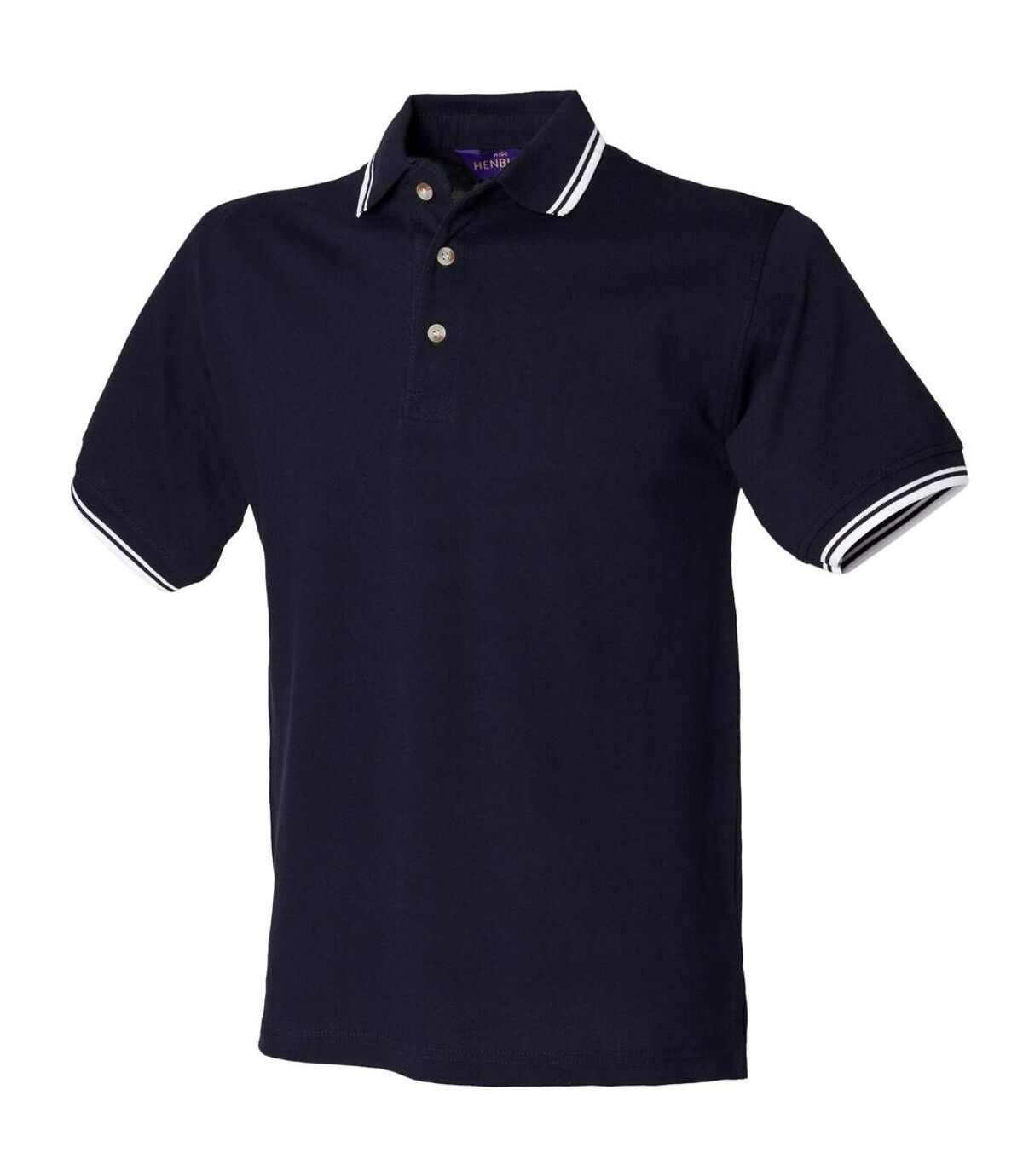 Henbury Mens Classic Tipped Collar & Cuff Polo Shirt (Navy White tipping) - UTRW620