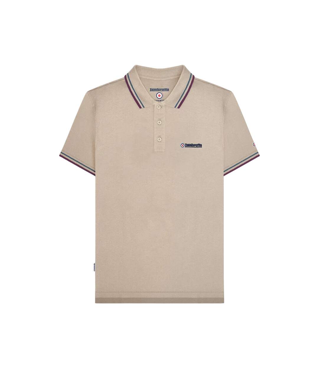 Polo Homme Beige Gris Anthracite Océan Violet Foncé Lambretta-2