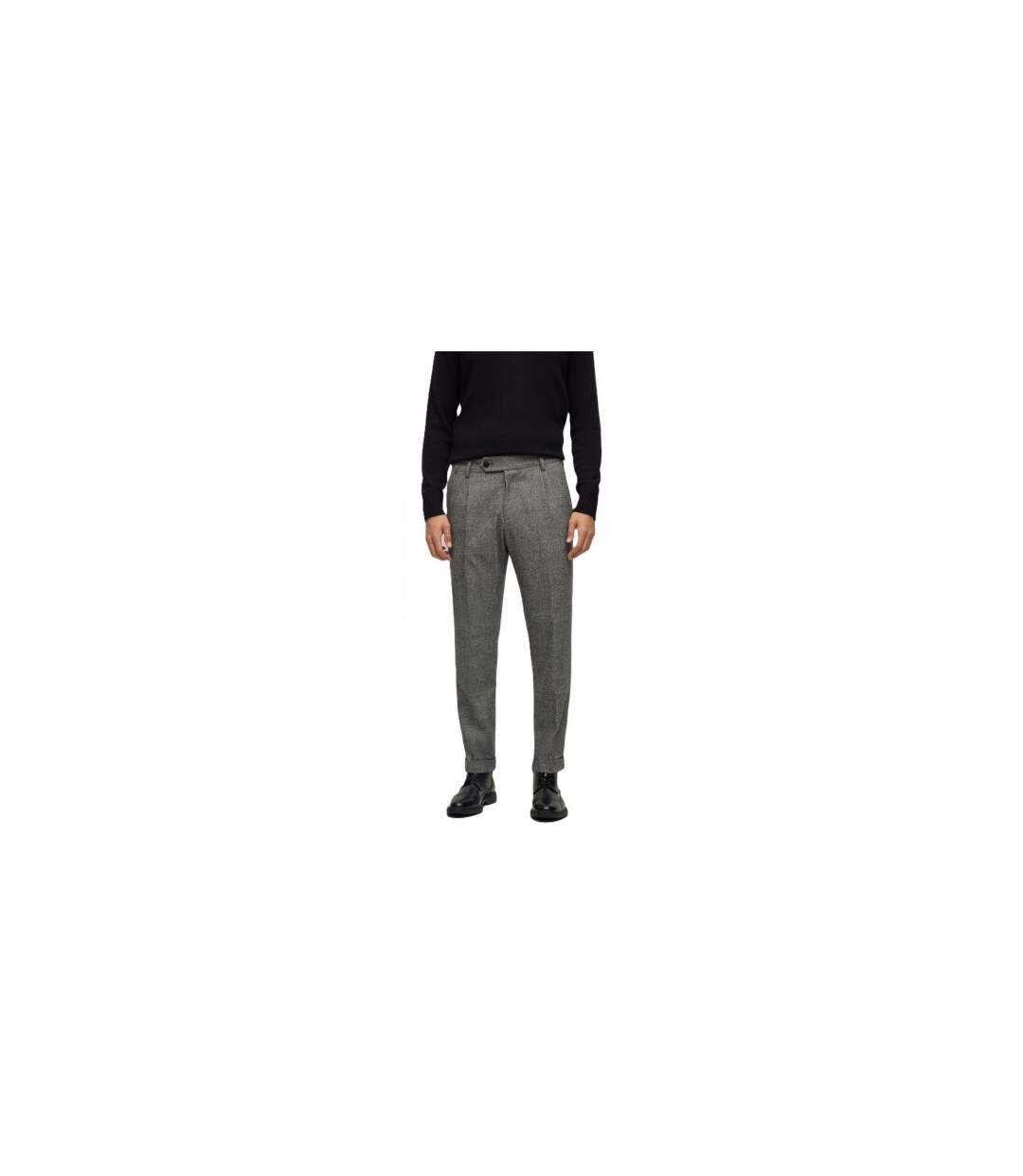 Mens Perin Pleated Trousers Black Boss-1