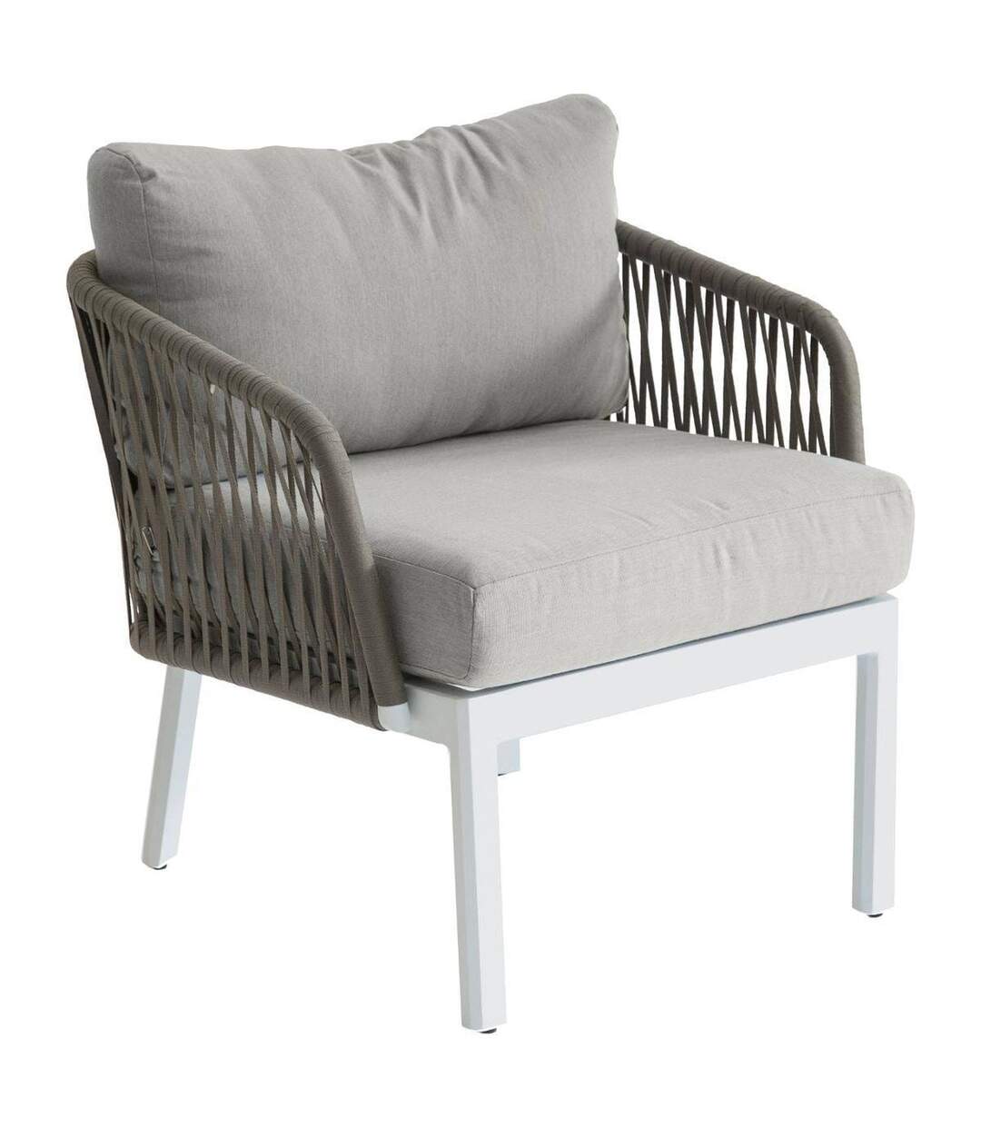 Salon de jardin Barcelone - 4 Places - Marron tonka et blanc-5