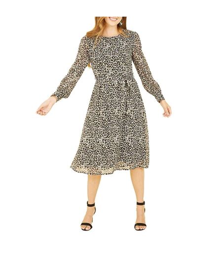 Robe Patineuse Motif/style Imprimé Léopard Femme Marron Noir Yumi