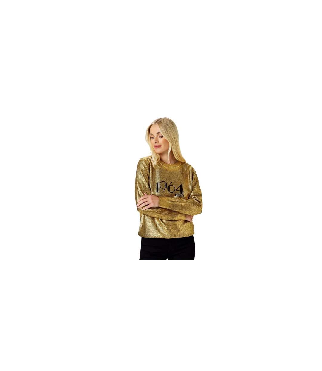 Sweat Motif/style Métallisé Femme Jaune Or Biba-1