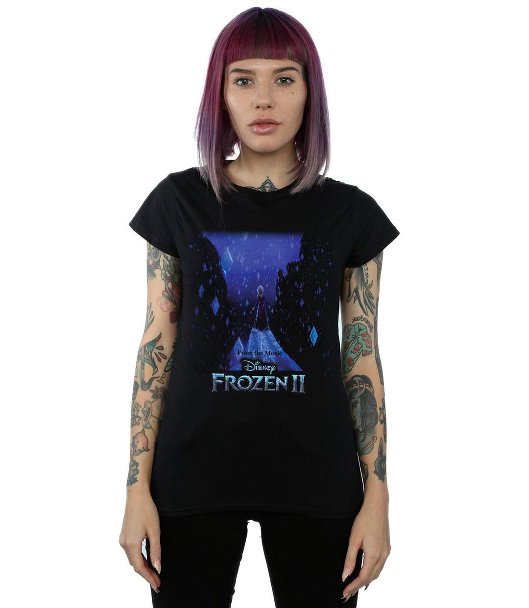 Disney Femmes/Les femmes Frozen 2 Elsa Diamond Elements Cotton T-Shirt (Noir) - UTBI21838-2