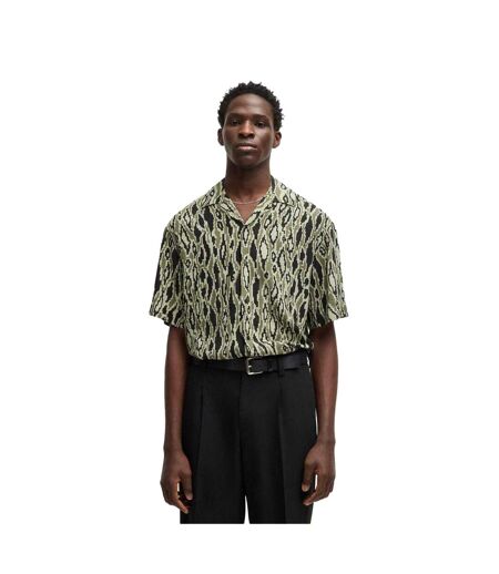 Mens Abstract Regular Short-sleeved Shirt Green Hugo