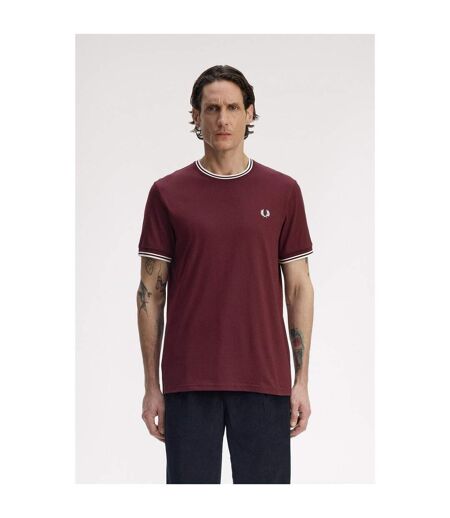 T-shirt Motif/style Rayure Contrastée Sur Bord Homme Pourpre Fred Perry