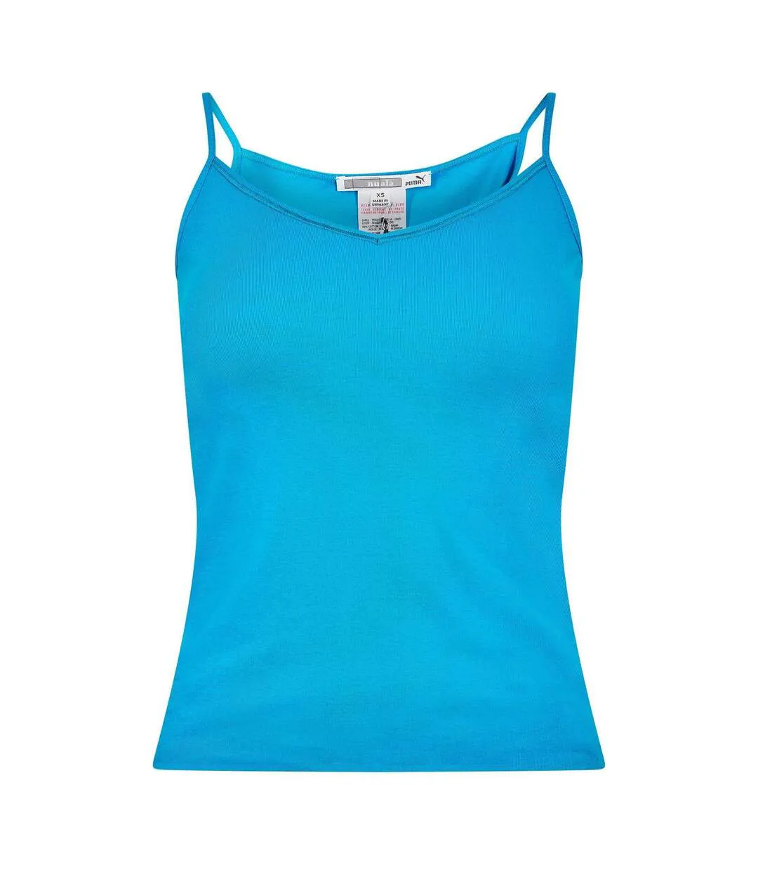 Womens/ladies Ribbed V Neck Vest Top Blue Puma-1
