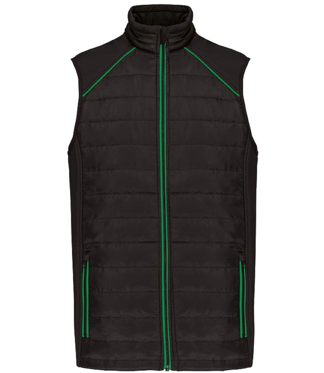 Bodywarmer DayToDay bi-matière - Unisexe - WK606 - Noir et vert kelly