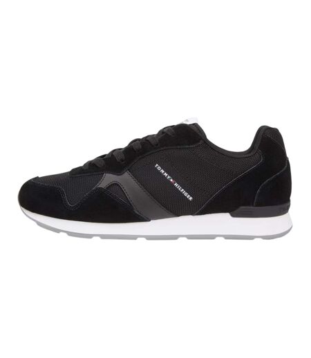 Mens Leather Low Running Flat Trainers Black Tommy Hilfiger