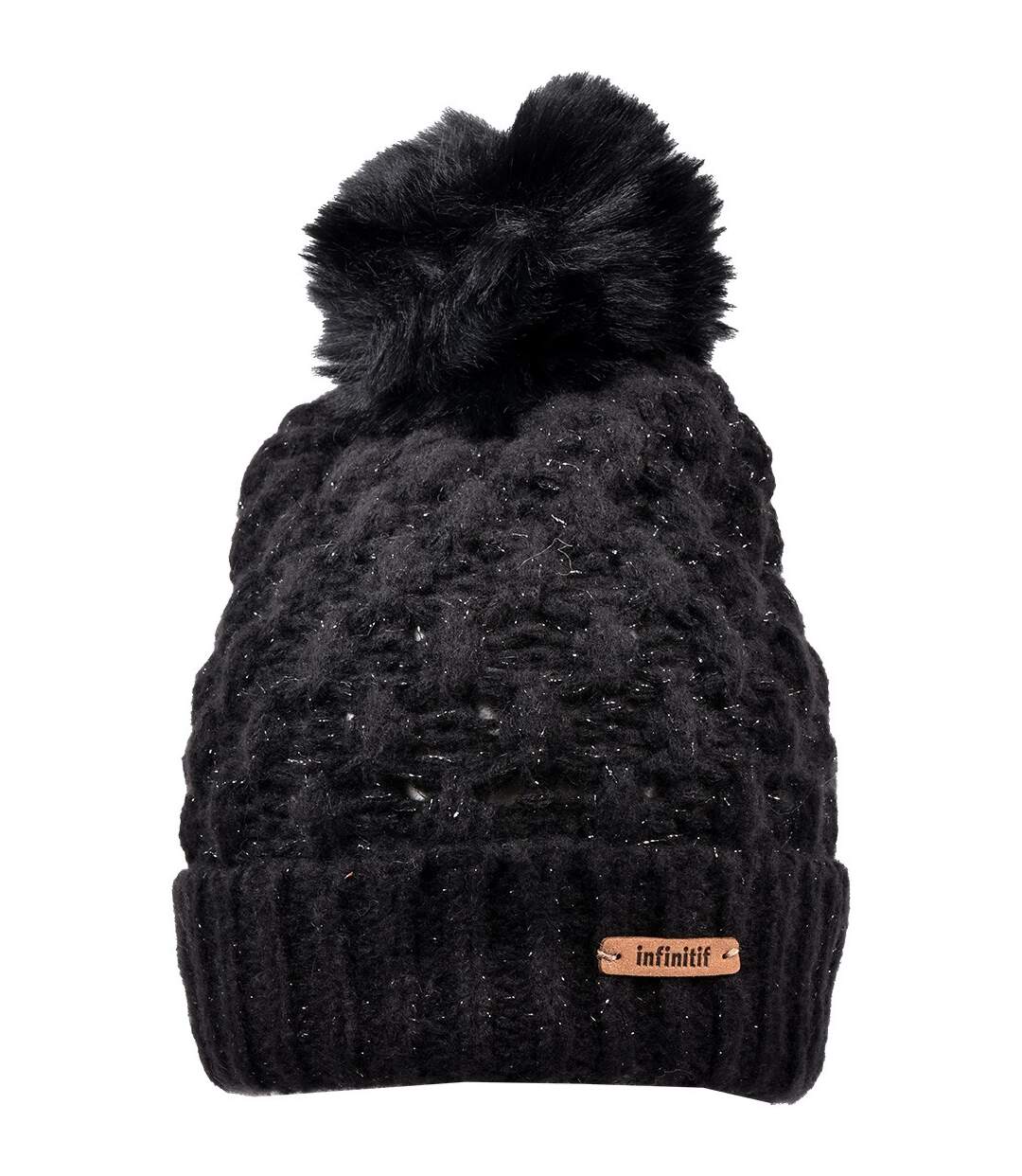 Bonnet Pompon INFINITF Femme 0212 LUREX NOIR-1