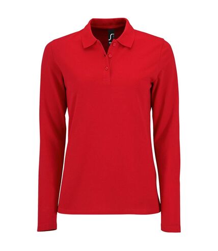 SOLS - Polo manches longues PERFECT - Femme (Rouge) - UTPC3999
