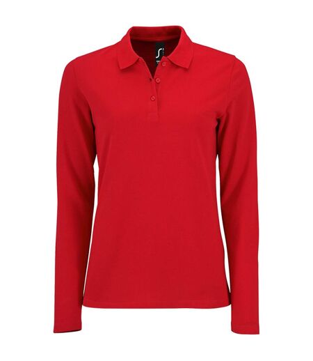 SOLS - Polo manches longues PERFECT - Femme (Rouge) - UTPC3999