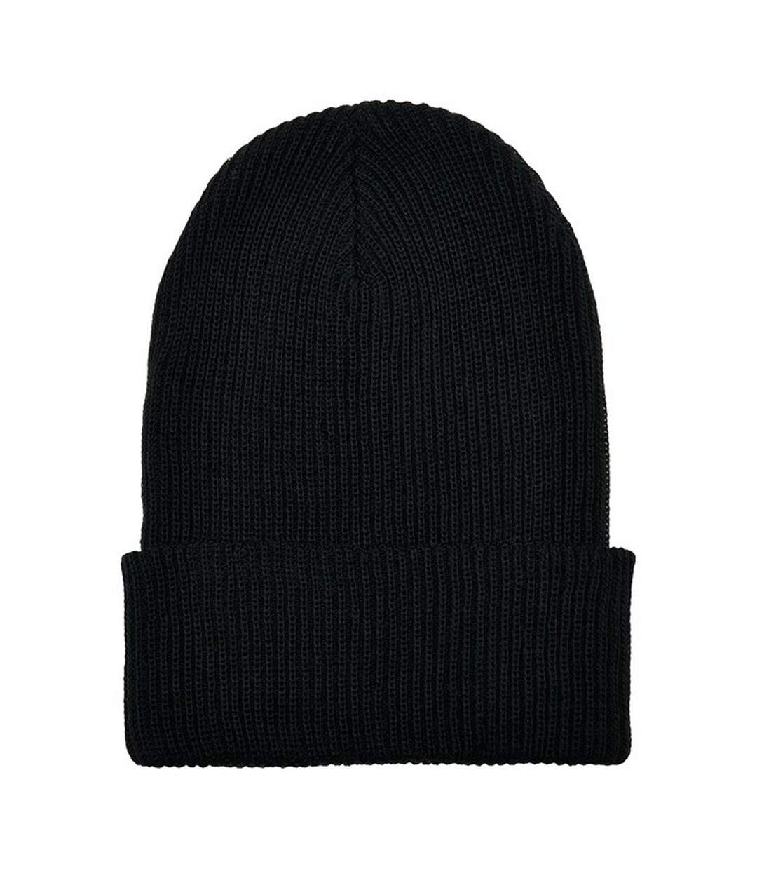 Unisex adult knitted recycled yarn beanie black Flexfit-1