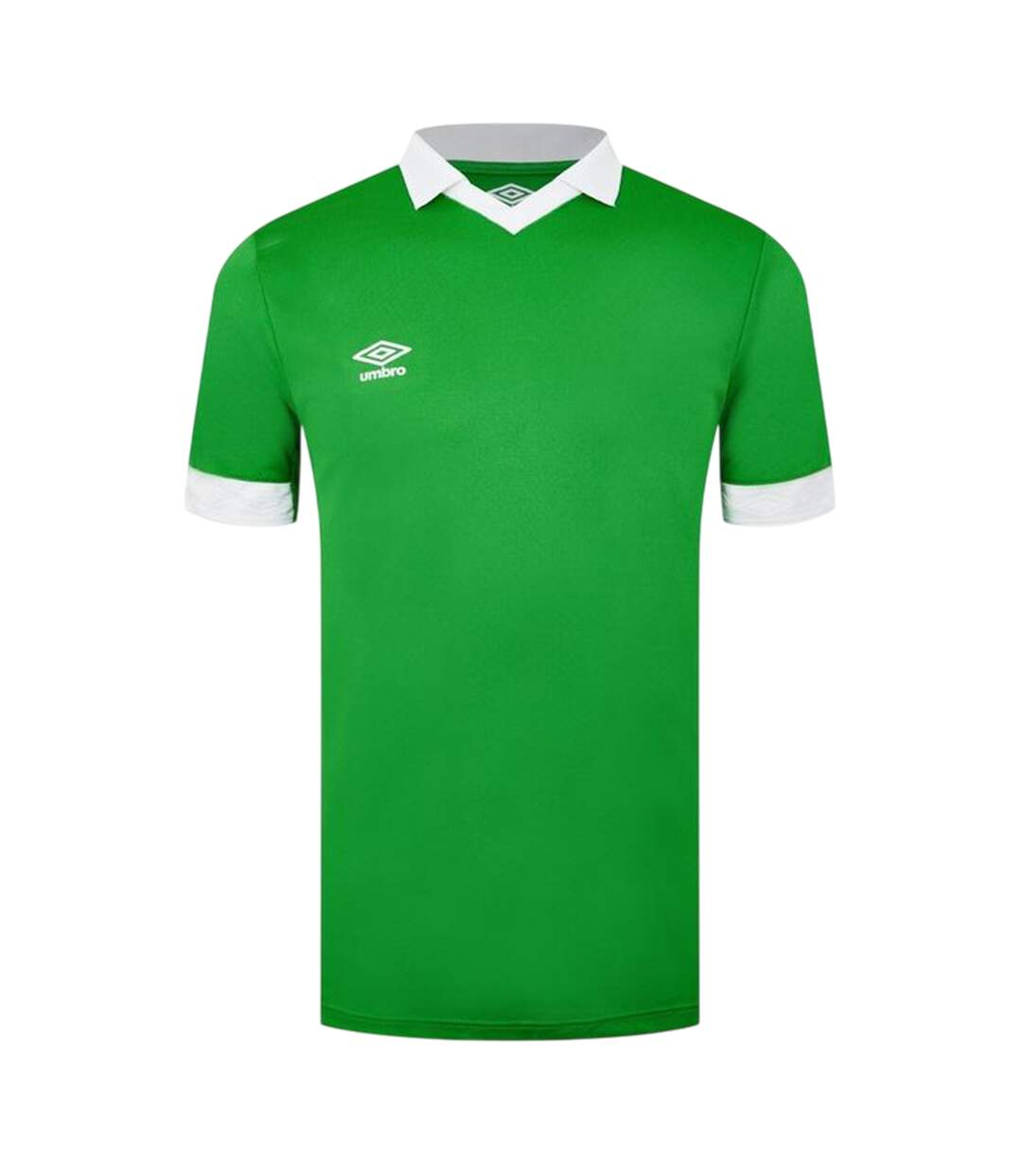 Mens V Neck Regular Short-sleeved T-shirt Emerald Green White Umbro-1