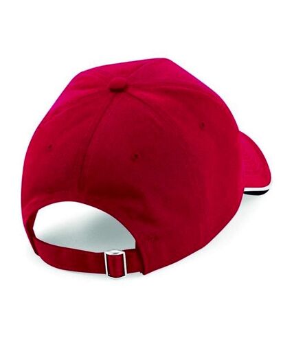 Beechfield Adults Unisex Authentic 5 Panel Piped Peak Cap (Classic Red/Black/White)
