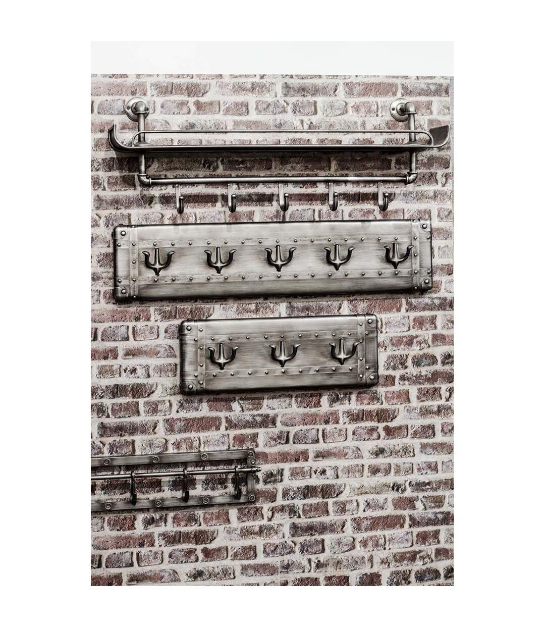 Patère Murale en Métal 5 Crochets 73cm Anthracite-3