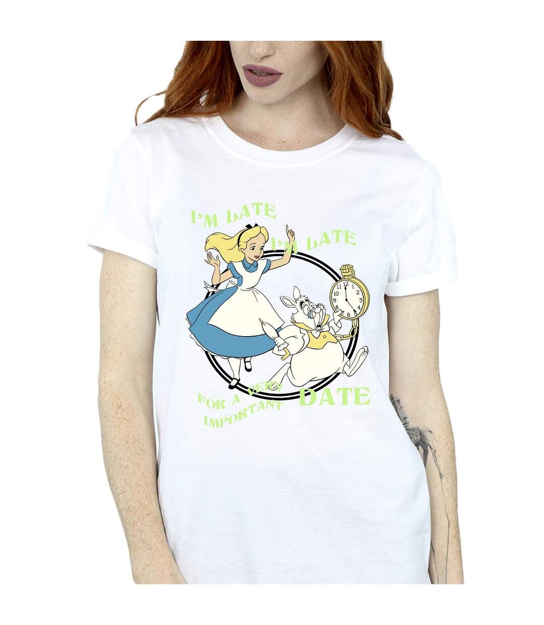 Disney - T-shirt ALICE IN WONDERLAND I'M LATE - Femme (Blanc) - UTBI8821-3