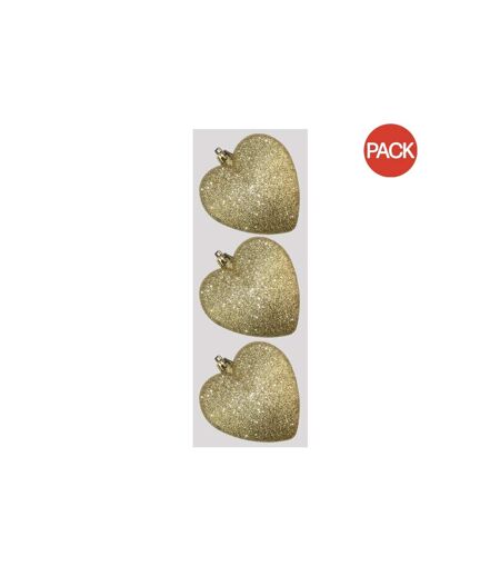 Pack of 3  Glitter hearts bauble  9cm kingfisher blue Davies Products