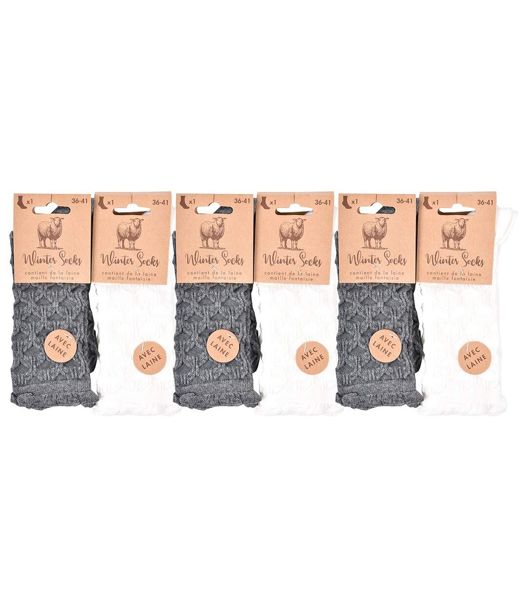 Chaussettes Femme WINTER SOCKS Pack de 6 Paires 0147 GAUFREE LAINE