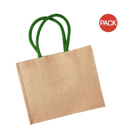 Lot de 2  21 litres taille unique vert naturel/forêt Sac de courses classique en jute Westford Mill