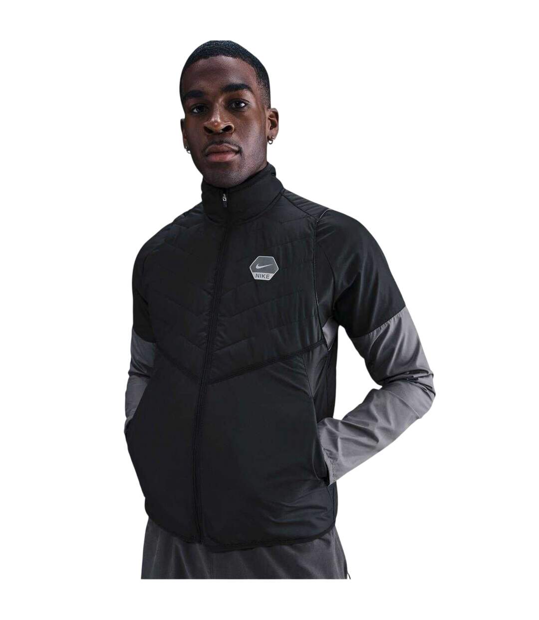 Mens City Side Quilted Gilet Black Red Nike-2