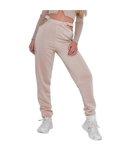 Ensemble Pantalon De Jogging Motif/style Découpé Femme Beige Missy Empire