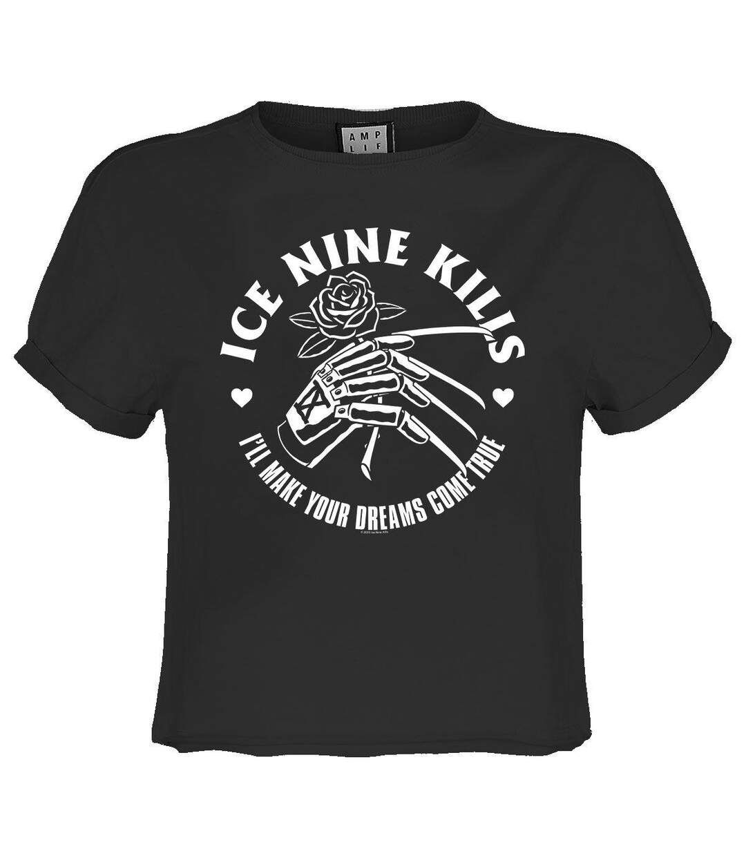Womens/ladies dreams ice nine kills crop t-shirt charcoal Amplified-1