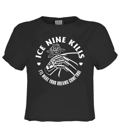 Womens/ladies dreams ice nine kills crop t-shirt charcoal Amplified
