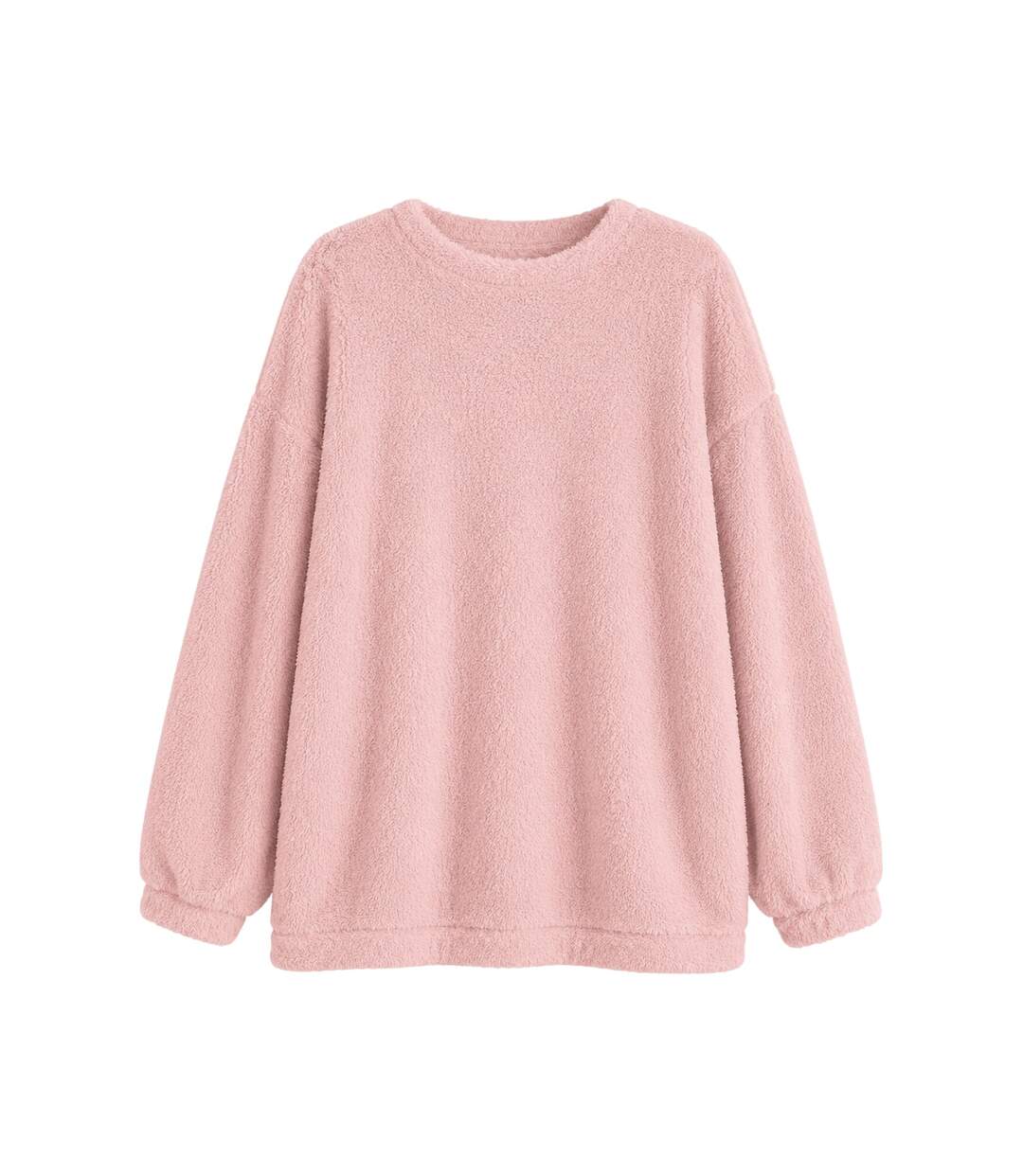 Womens/ladies Borg Jumper Dress Pink Missy Empire-2