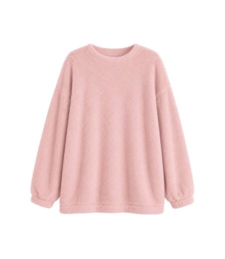 Womens/ladies Borg Jumper Dress Pink Missy Empire