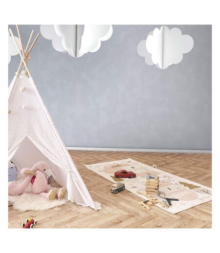 Tapis jeu enfant en coton 140x70 cm Marelle girly