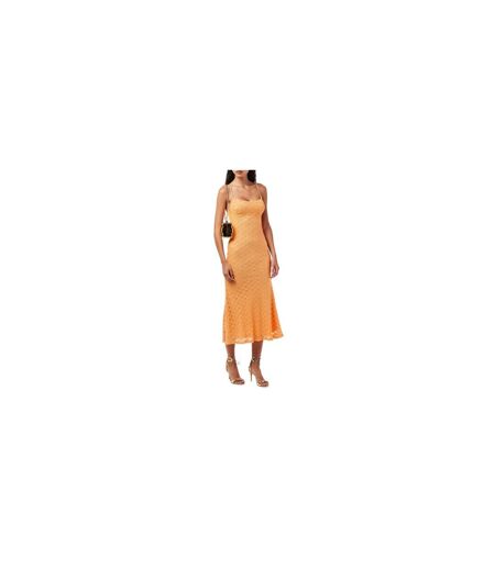 Robe Mi-longue Motif/style Brodé Adoni Femme Orange Bardot